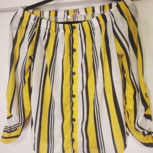 Stella Tweed off shoulder striped top